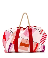 Pre-Owned HERMES Large Drapeaux Au Vent Bag Printed Canvas