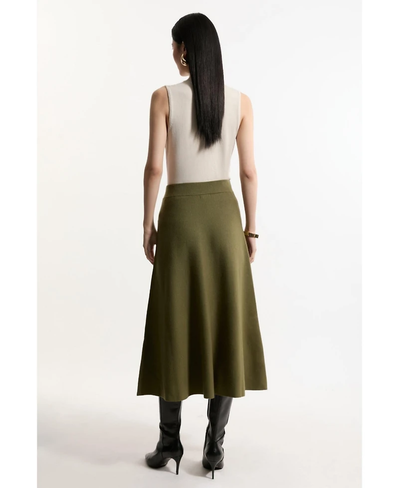 Karen Millen Women's Milano Knit Full Midi Skirt