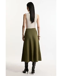 Karen Millen Women's Milano Knit Full Midi Skirt