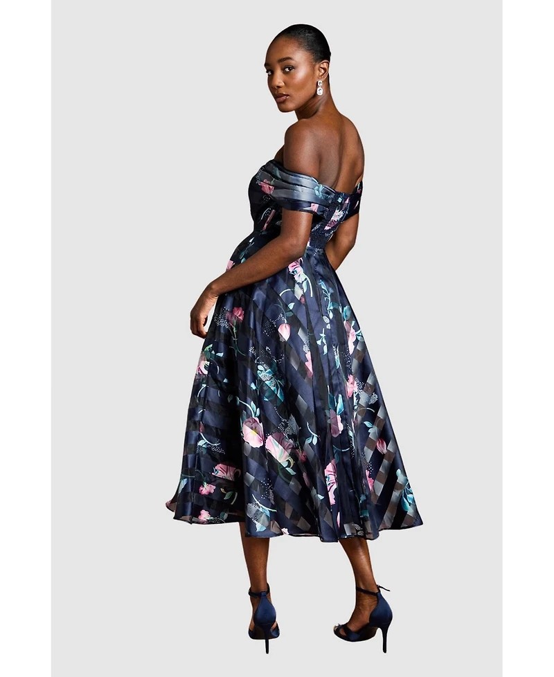 Coast Women's Stripe Organza Pleat Top Midi Dress