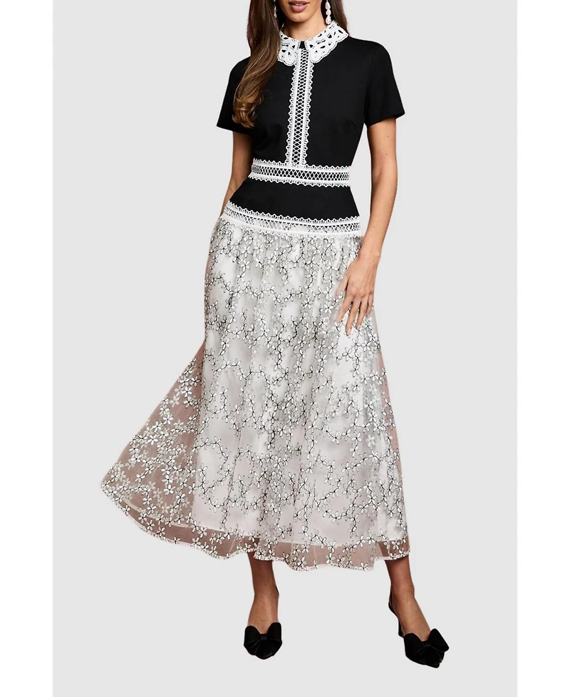 Coast Women's Embroidered Mesh Skirt Midaxi Dress
