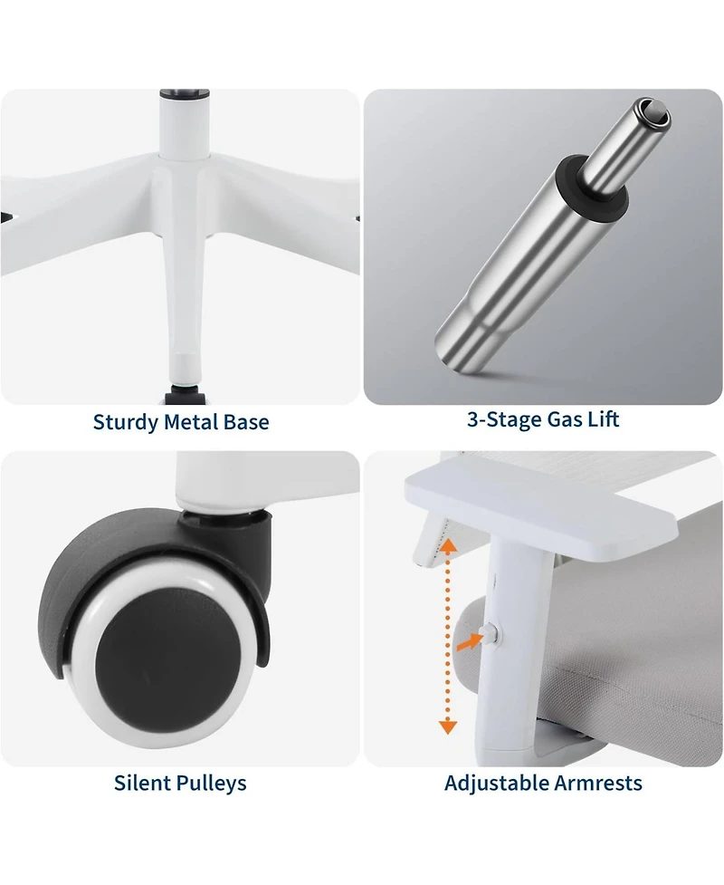 gaomon Ergonomic Desk Chair Reclining,High Back Mesh Office Chair,Full Ergonomic Support,Space-Saving Flip-Up Arms,Adjustable Headrest