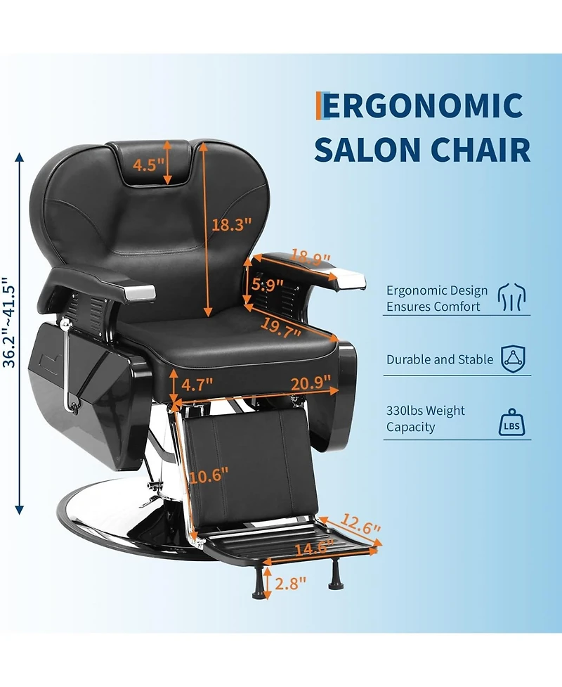 gaomon Professional Barber Chair Hydraulic 360 Swivel Salon Chair with Adjustable Headrest, Reclining Styling Chair for Hairdresser Beauty Salon Spa