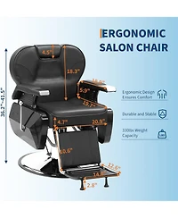 gaomon Professional Barber Chair Hydraulic 360 Swivel Salon Chair with Adjustable Headrest, Reclining Styling Chair for Hairdresser Beauty Salon Spa