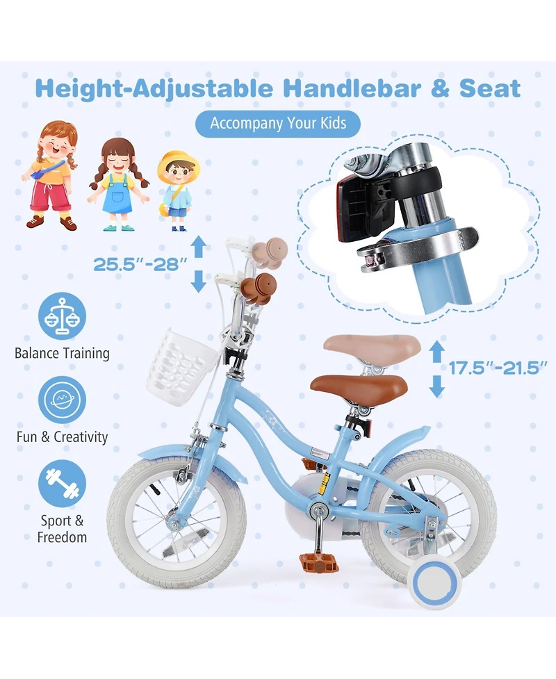 Slickblue Kids Bicycle with Adjustable Seat and Handlebar
