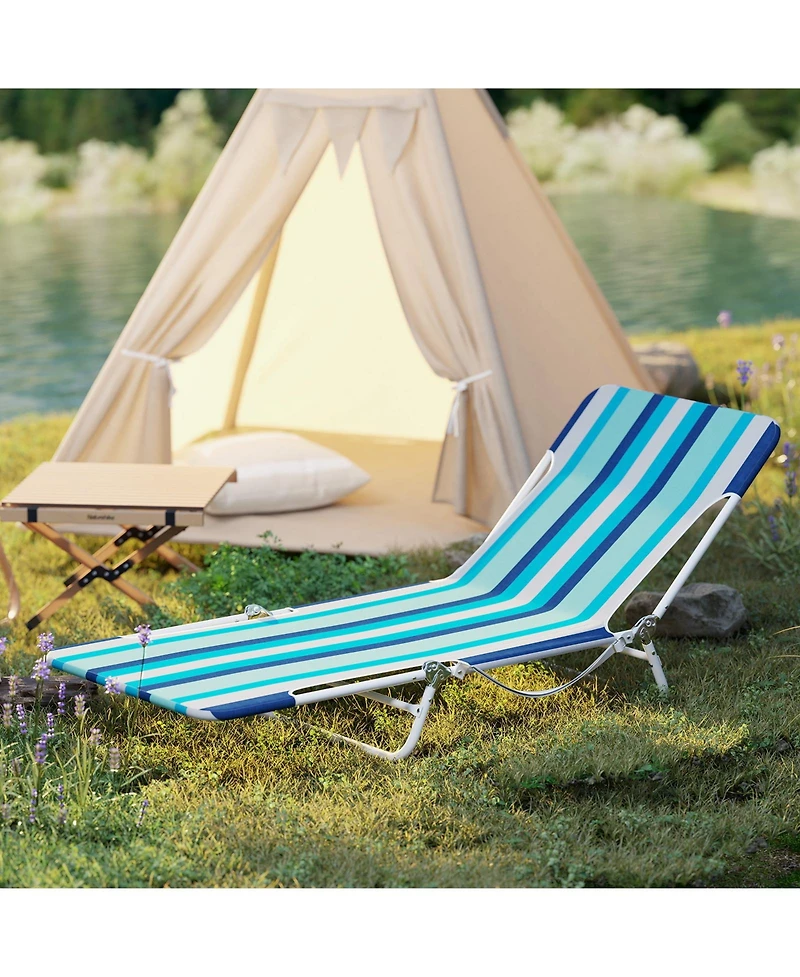 Slickblue 2 Pieces 5-position Lay Flat Beach Recliner with Carry Strap and Metal