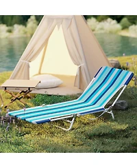 Slickblue 2 Pieces 5-position Lay Flat Beach Recliner with Carry Strap and Metal