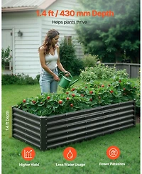 Gouun Deep Root Metal Raised Garden Bed, Galvanized Planter Box with Reinforcement Bars