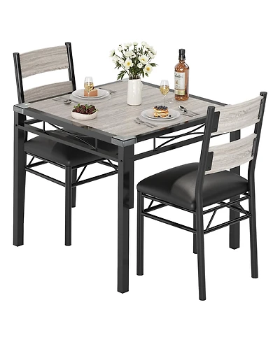 gaomon 2-Person Dining Table Set with Padded Chairs and Corner Guards