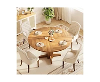gaomon 4-Person Small Round Farmhouse Dining Table with Pedestal