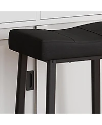gaomon Upholstered 24" Backless Saddle Bar Stools Set of 2