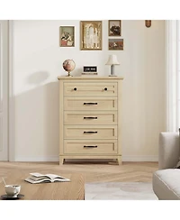 gaomon 5 Dresser for Bedroom, 41.3 in Tall Vertical Drawer Dresser with Large Storage, Freestanding Wooden Closet Chest for Bedroom, Living Room