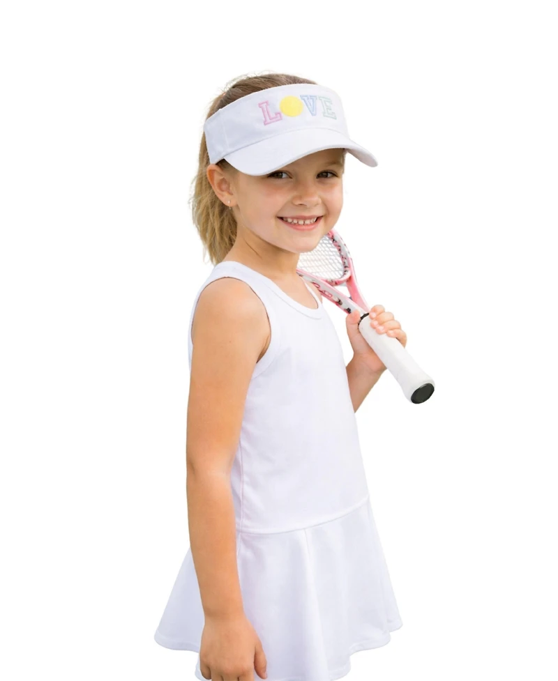 Bits & Bows Girls and Little/Big Love Tennis Bow Visor