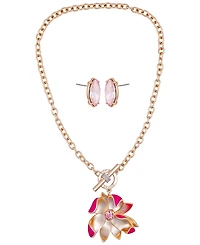 Guess 2-Pc. Gold-Tone Toggle Necklace & Stud Earrings Set