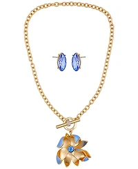 Guess 2-Pc. Gold-Tone Toggle Necklace & Stud Earrings Set