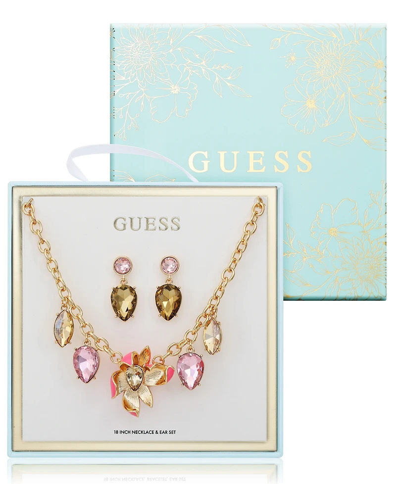Guess 2-Pc. Gold-Tone Crystal Stone Accent Necklace and Earrings Set