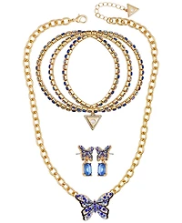 Guess 3-Pc. Gold-Tone Necklace, Bracelet & Stud Earrings Set