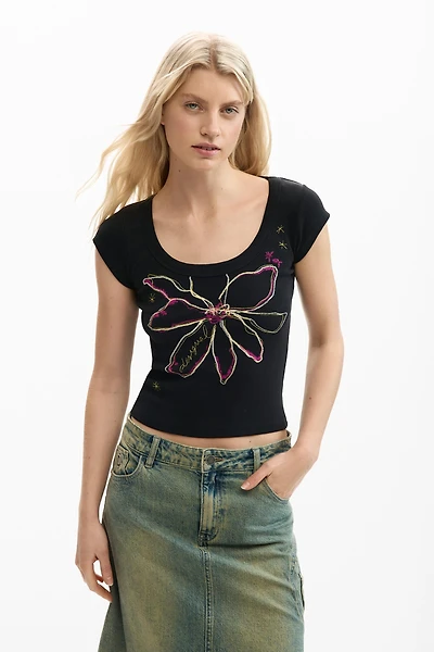Desigual Women's Fitted flower t-shirt