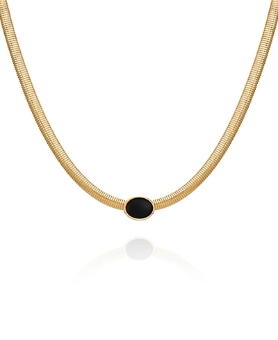 Guess Black Cat Eye Gold-Tone Collar Necklace