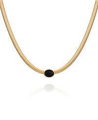 Guess Black Cat Eye Gold-Tone Collar Necklace