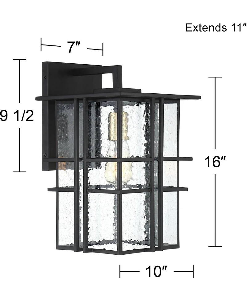 Possini Euro Design Arley Modern Industrial Outdoor Wall Light Fixtures Set of 2 Seedy Glass for Post Exterior Barn Deck House