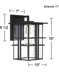 Possini Euro Design Arley Modern Industrial Outdoor Wall Light Fixtures Set of 2 Seedy Glass for Post Exterior Barn Deck House