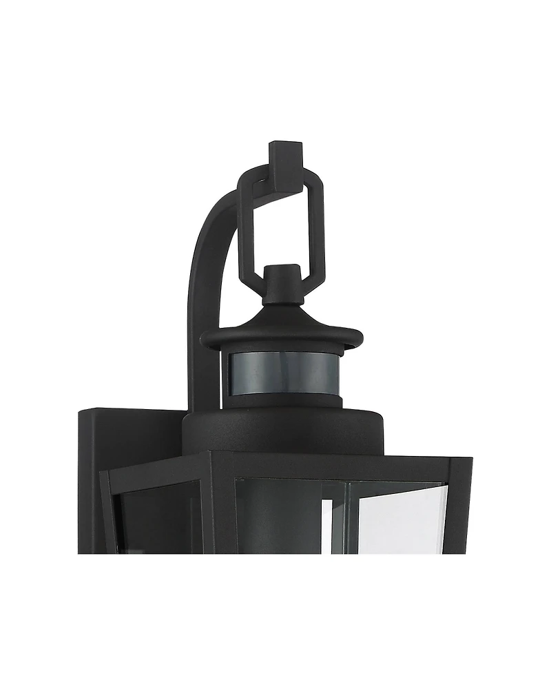 Possini Euro Design Ackerly Modern Outdoor Wall Light Fixtures Set of 2 Dusk to Dawn Motion Sensor Clear Glass for Post Exterior