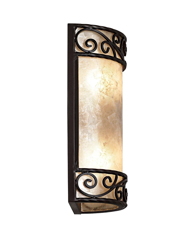 John Timberland Rustic Wall Light Sconces Set of 2 Walnut Brown Hardwired 12 1/2" High Fixture Mica Bedroom Bathroom