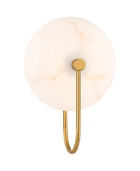 Possini Euro Design Tarquin 11 1/4" High Modern Wall Sconce Light Lamp Fixture Mount Bathroom Led Gold Brass Alabaster Glass Shade