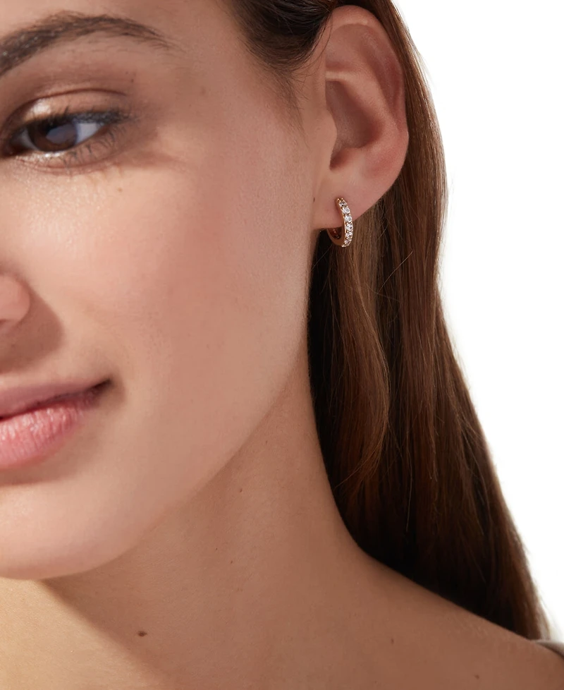 Ana Luisa Suzanne Medium Gold-Plated Pave Huggie Hoop Earrings