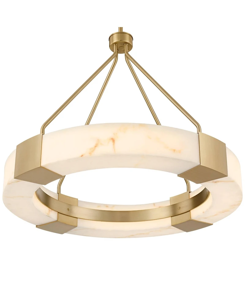 Possini Euro Design Vana Gold and Faux Alabaster Led Ring Chandelier