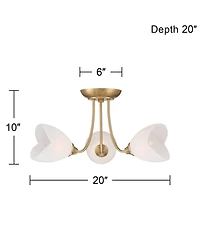 Possini Euro Design Nessa Wide Warm Brass Tulips 3-Light Ceiling Light