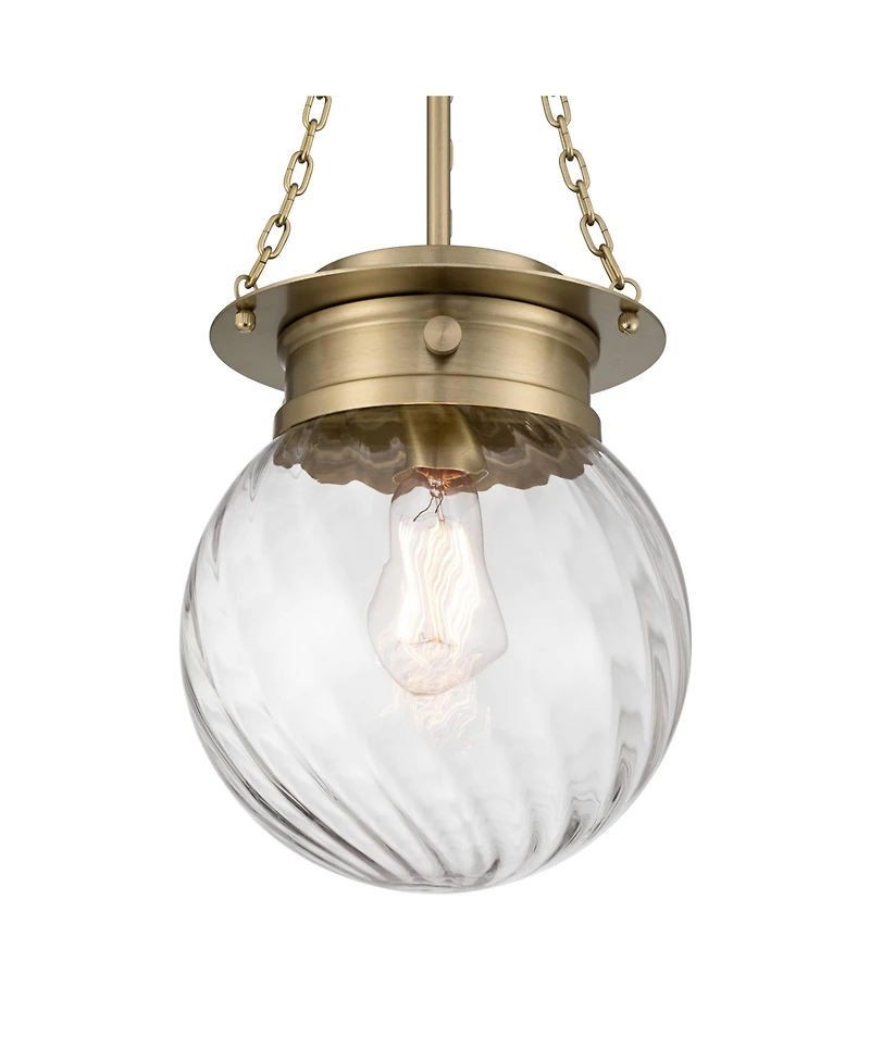 Possini Euro Design Catherine Satin Brass Twist Glass Mini Pendant Light