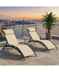 Slickblue Patio Chaise Lounges Set of 2 Outdoor Recliner with 5-Position