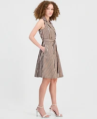 Robbie Bee Women's Notch Collar Sleeveless Trench Dress
