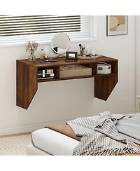 Gouun Wall-Mounted Floating Desk with 3 Storage Cubes