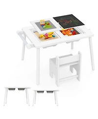Gouun Kids Sensory Table and Chair Set with Foldable Bins and Paper Roll