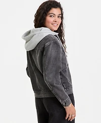 Madden Girl Juniors' Hooded Denim Jacket
