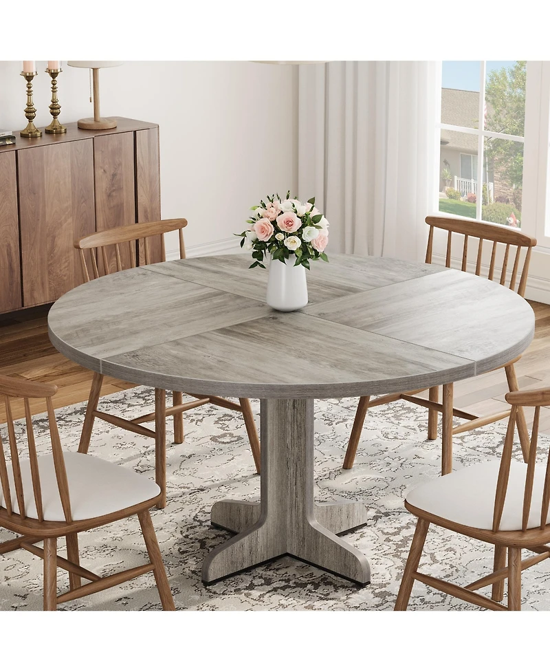 gaomon 4-Person Round Wooden Pedestal Dining Table