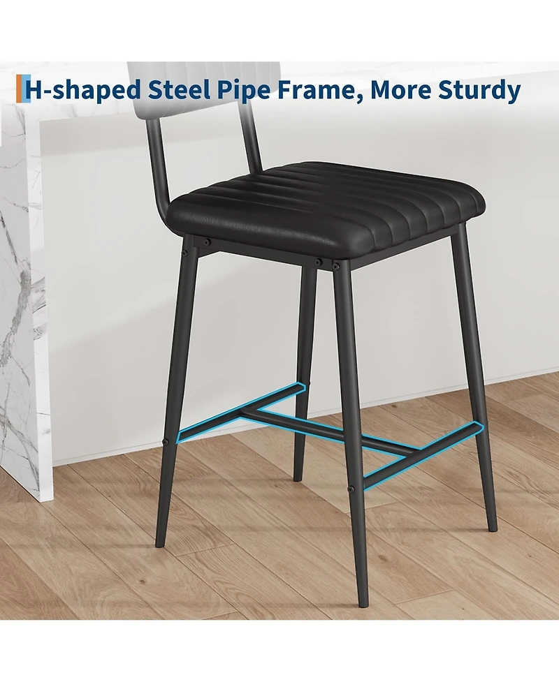 gaomon Set of 2 400LBS Heavy-Duty Counter Height Pu Leather Stools