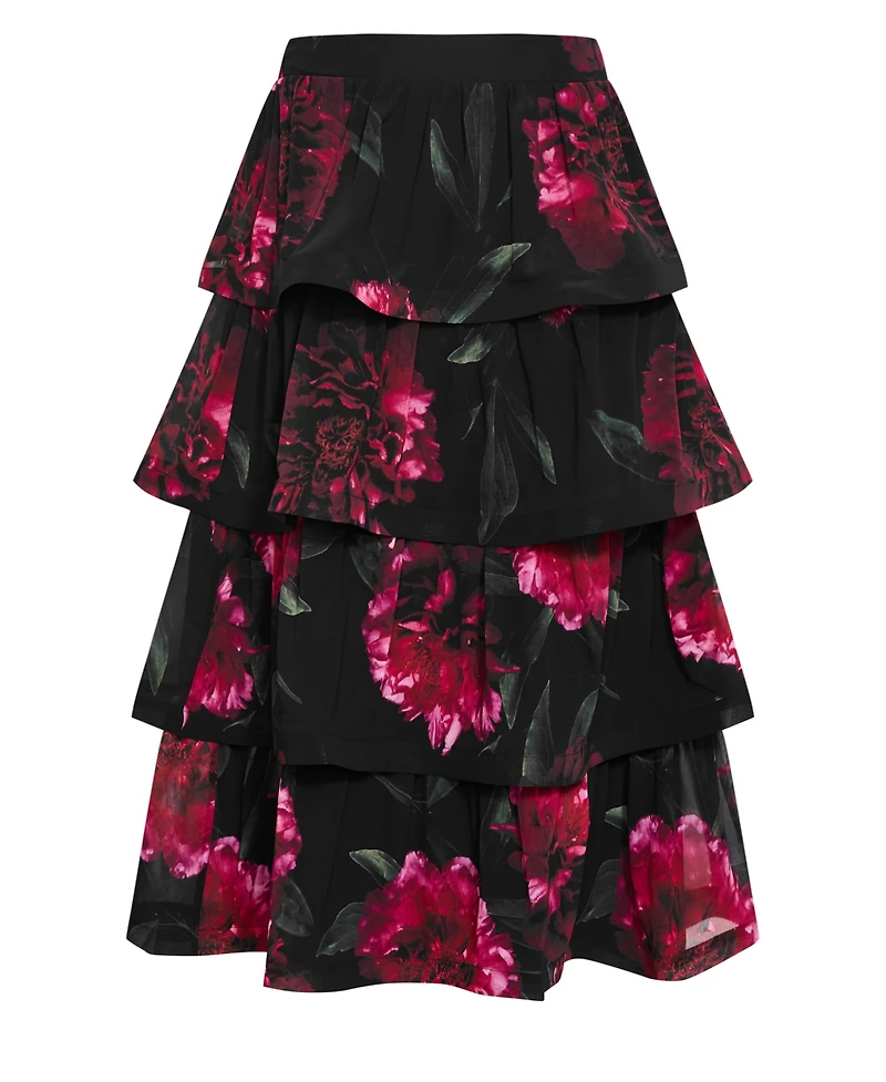 City Chic Women's Bianka Bloom Print Tiered Skirt