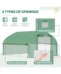Outsunny Tunnel house w/ Mesh Door & Roll-up Sidewalls Hot House