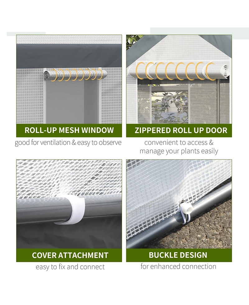 Outsunny 12' x 7' x 7' Outdoor Walk-In Tunnel house Garden Warm House