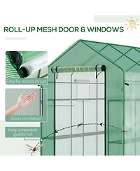 Outsunny Walk-in house, 18 Shelves, 84.25" x 56.25" x 76.75",