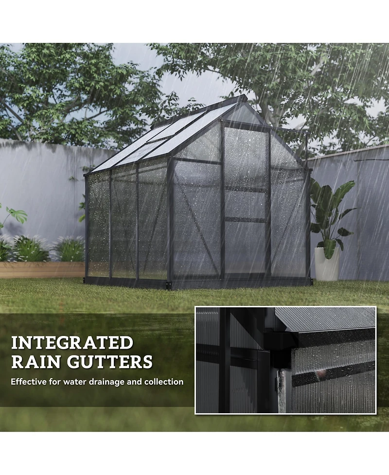 Outsunny 6' x 6' x 6.5' Large Polycarbonate Walk-in house,