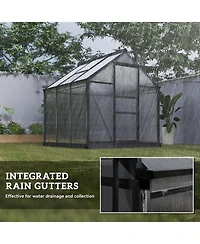 Outsunny 6' x 6' x 6.5' Large Polycarbonate Walk-in house,