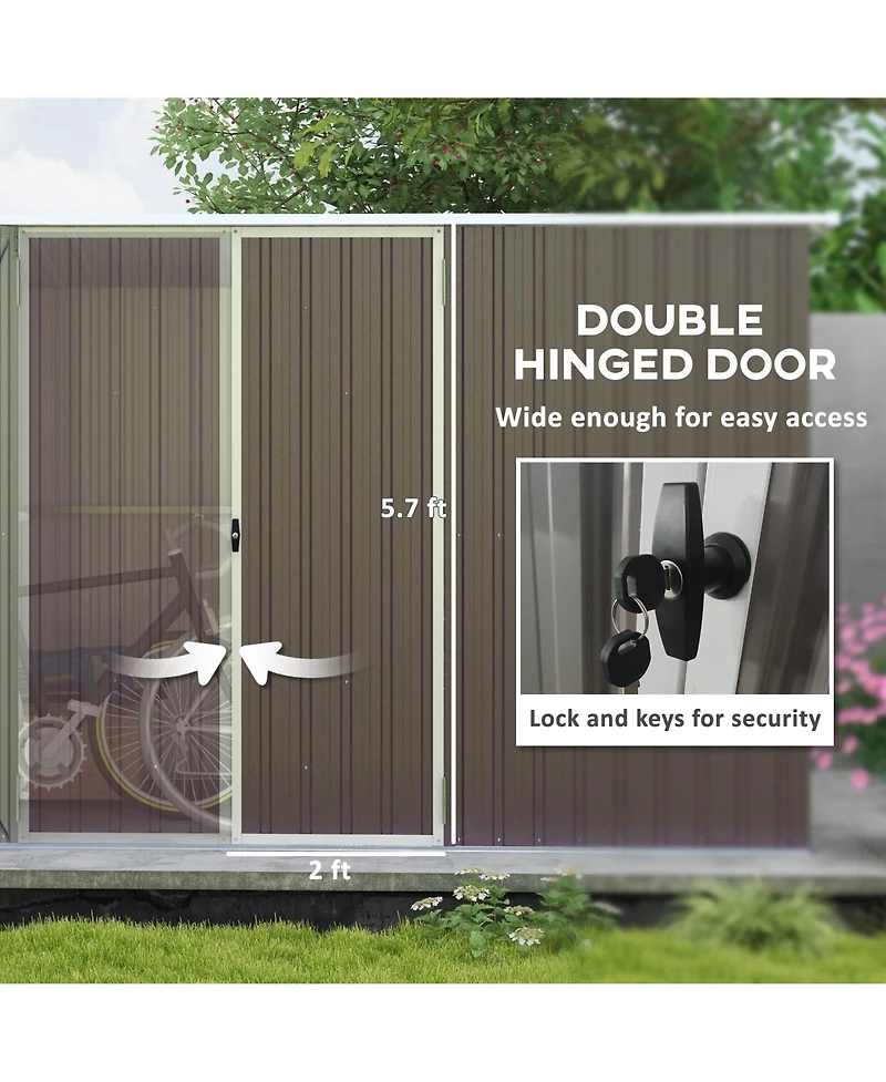 Outsunny 11.2' x 5.6' Metal Outdoor Storage Shed w/ Lock, Colde
