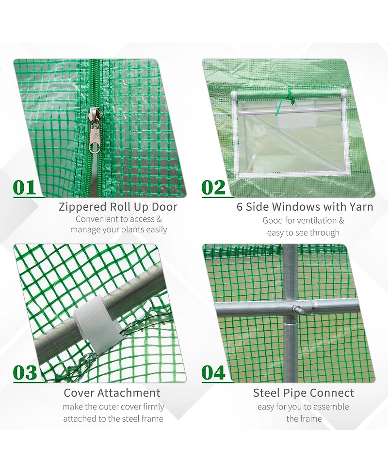Outsunny 15' x 6' x 7' Walk-In Gardening Plant house w/ Pe Cover,