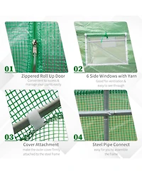 Outsunny 15' x 6' x 7' Walk-In Gardening Plant house w/ Pe Cover,