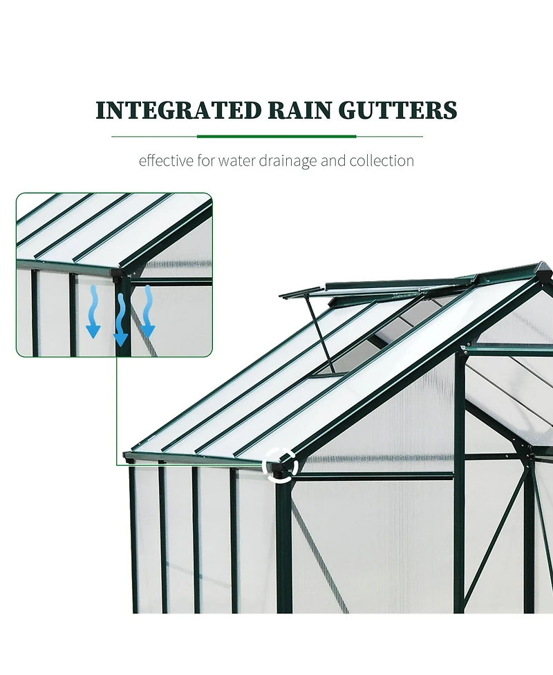 Outsunny 6' x 8' x 7' Large Polycarbonate Walk-in house,